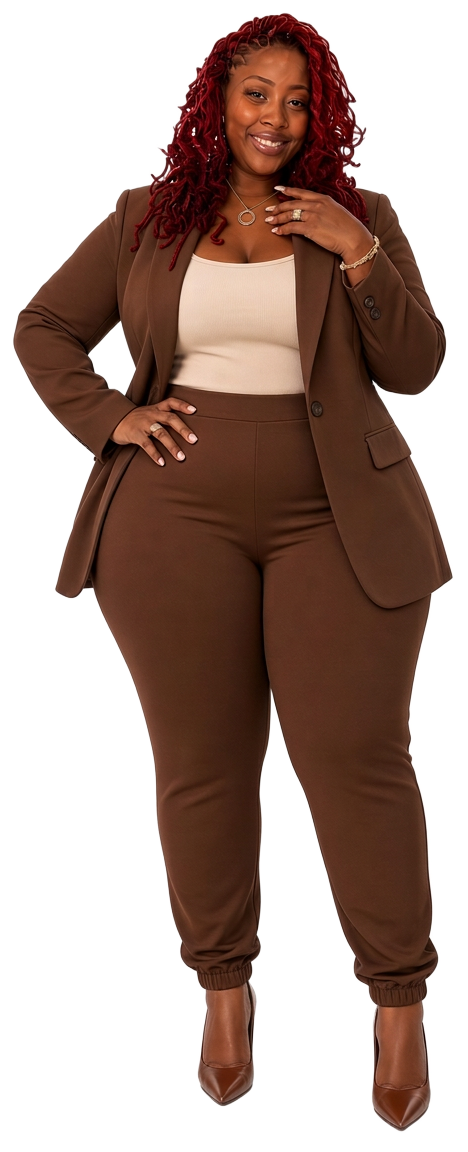 R. Nicole Smith in her brown suit